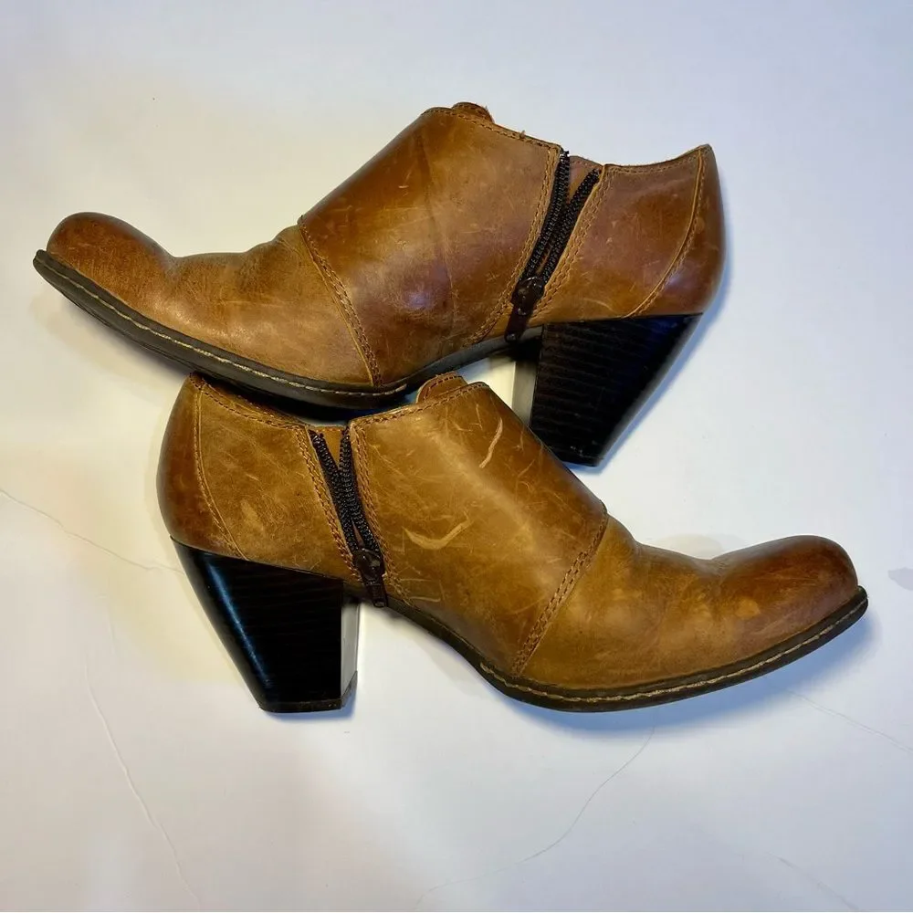 Born Women's Brown Leather Ankle Booties with Buckles